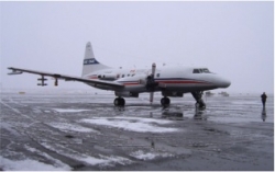 Convair 580 on tarmac in northern Alaska. Image courtesy of Sarah Brooks.