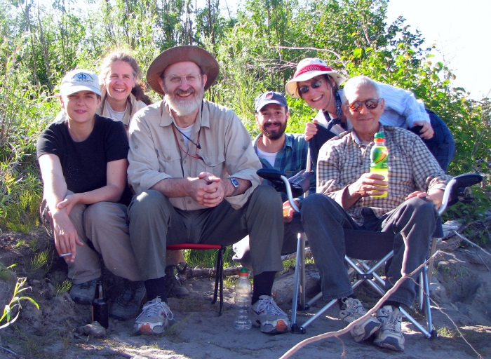 A field sampling crew poses along the Yukon River near Galena in 2007. Photo courtesy of Claire Alex.