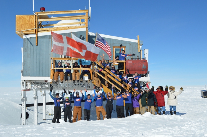 JSEP students and educators at Summit Station, a research station at the top of the Greenland Ice Sheet. Photo courtesy of Erica Wallstrom.
