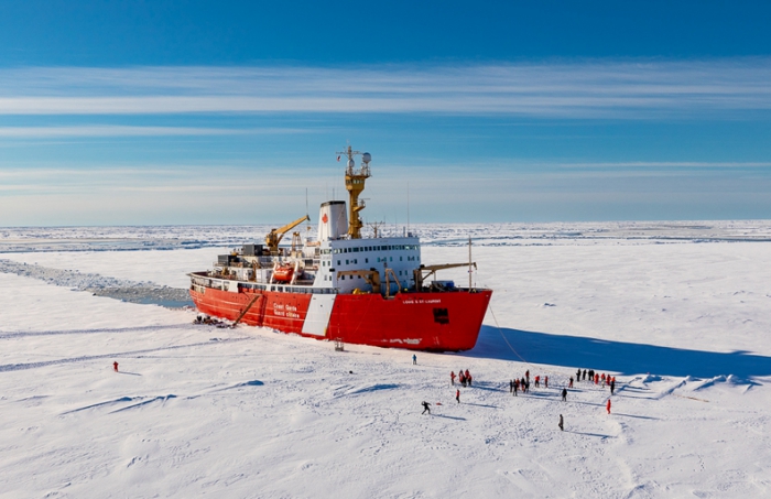 Figure 2. The cruise took place on the icebreaker, CCGS Louis S. St-Laurent in 2017. Sea surface partial pressure of carbon dioxide; has been measured on the ship since 2012 using an automated, underway system (see Figure 3). Photo courtesy of Gary Morgan (CCGS). 