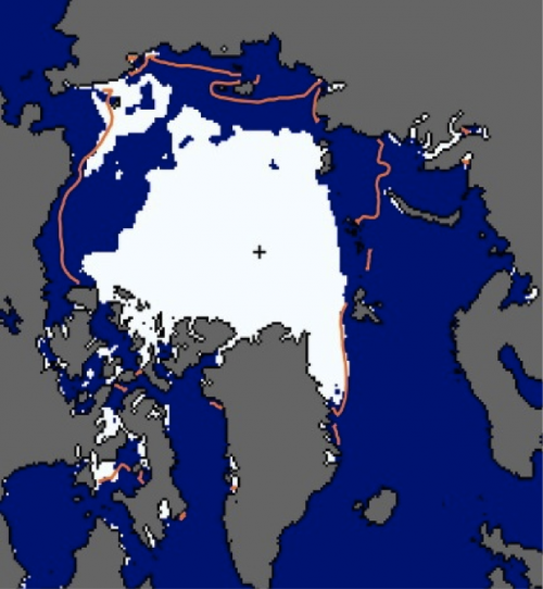 Microwave sea ice chart for 9 August 2012 from NSIDC