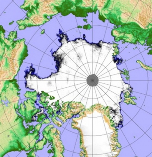Figure 2b. Sea ice extent for 16 September 2009.