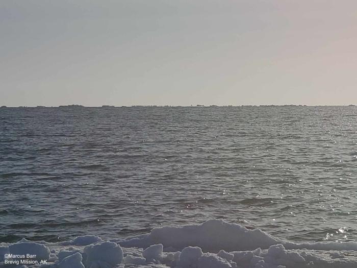 Weather and sea ice conditions between Port Clarence point and the beach west of Brevig about 8 miles - view 3. Photo courtesy of Marcus Barr.