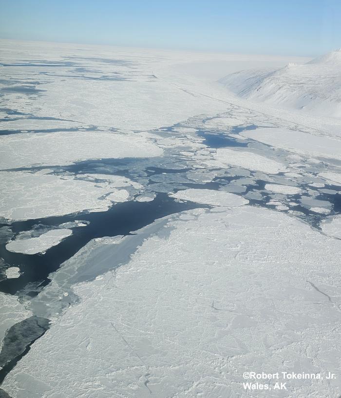 Sea ice conditions between Nome and Wales - view 1. Photos courtesy of Robert Tokeinna, Jr.