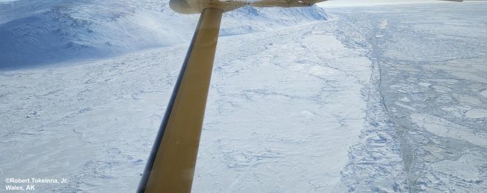 Sea ice conditions between Nome and Wales - view 2. Photos courtesy of Robert Tokeinna, Jr.