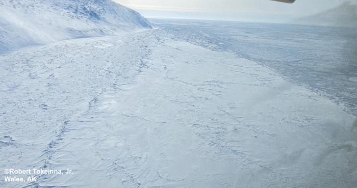 Sea ice conditions between Nome and Wales - view 3. Photos courtesy of Robert Tokeinna, Jr.