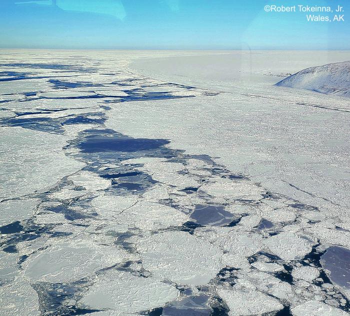 Sea ice conditions between Nome and Wales - view 4. Photos courtesy of Robert Tokeinna, Jr.