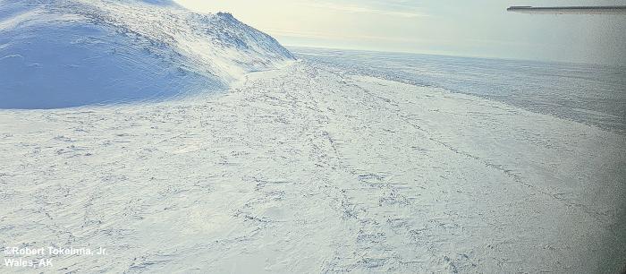 Sea ice conditions between Nome and Wales - view 5. Photos courtesy of Robert Tokeinna, Jr.