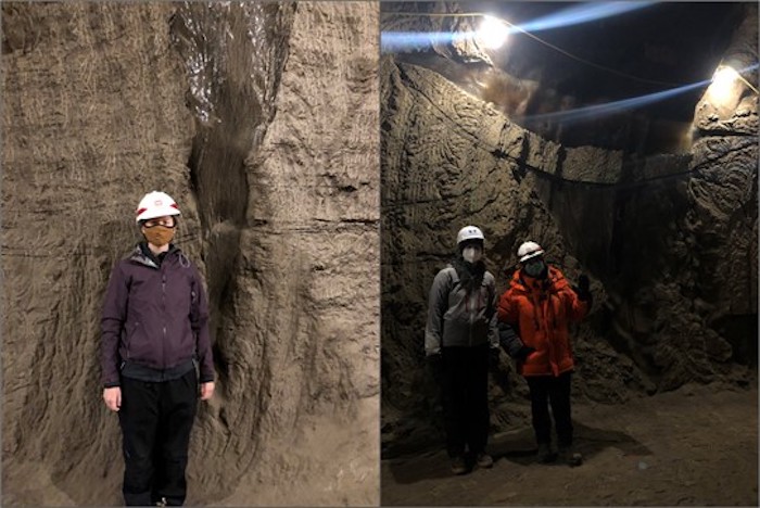 Figure 2. Examples of ground ice exposures taken at the CRREL Permafrost Tunnel in Fox, just outside of Fairbanks, Alaska. Photos courtesy of Benjamin Jones.