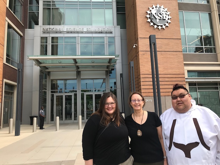 Left to right, Tonia Osborne, Beth Leonard, and Mark Miklahook visit the National Science Foundation office during May 2019. Photo by Joed Polly, ARCUS.