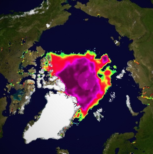 Sea ice concentration plot from Cyrosphere Today