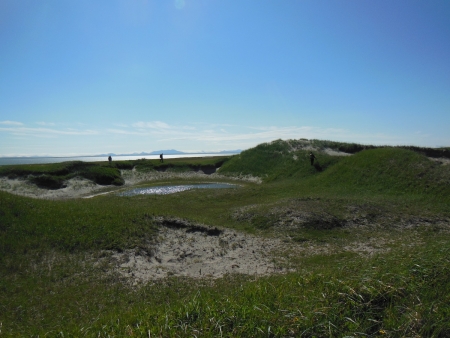 Figure 2. Archaeologists surveying for coastal archaeological sites on the  northern Seward Peninsula in 2013. Photo courtesy of Shelby Anderson.