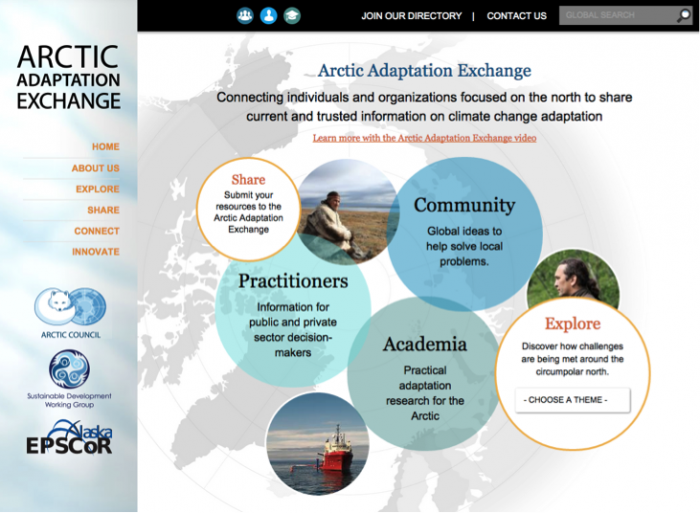 Screenshot of the Arctic Adaptation website.