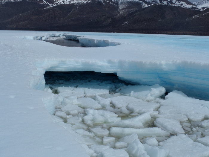 Melting glacier in Upper Verkhoyanie mountains, Northeast Siberia. Image courtesy of Olga Ulturgasheva.