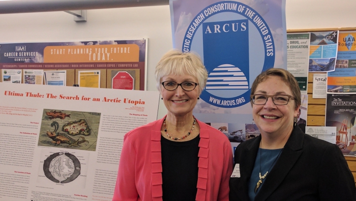 Fran Ulmer, USARC Chair (left) and Diane Hirshberg, UAA Advisor to the Chancellor (right). Photo courtesy of Kirstin Olmstead.