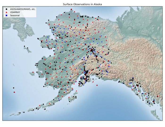 National Weather Service observation sites in Alaska, including TA stations. Image courtesy of the National Weather Service.