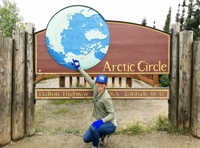  Arctic Circle sign on the Dalton Highway. Photo by Kim Young (PolarTREC 2018).