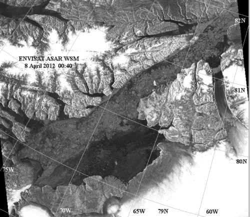 Envisat image of the Nares Strait region, 8 April 2012
