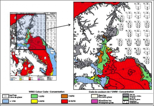 Figure 6. 10 June 2013 Eastern Arctic and Nares Strait regional ice charts.