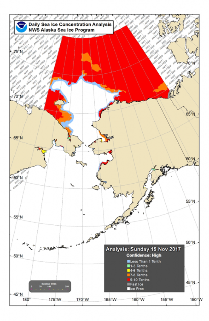 Figure 2b. Daily Sea Ice Concentration Analysis . Image courtesy of NWS Alaska Sea Ice Program
