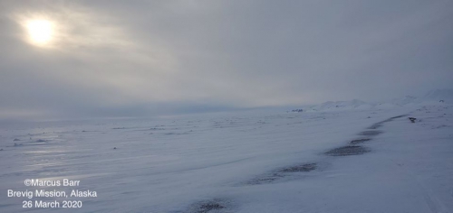 Sea ice conditions near Brevig Mission, Alaska.