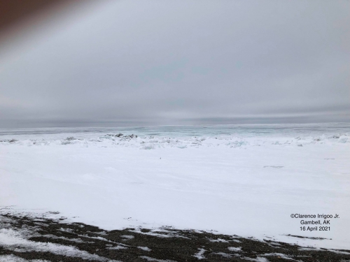 Sea ice and weather conditions in Gambell, AK.
