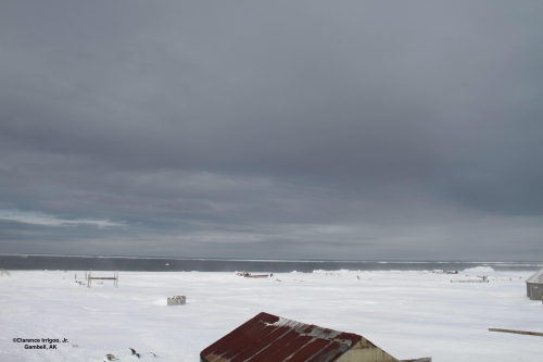 Sea ice and weather conditions in Gambell on Friday, 1 April 2022 - view 1.
