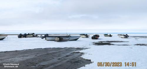 Sea ice and weather conditions in Shishmaref - fleet, view 2. Photo courtesy of Curtis Nayokpuk.