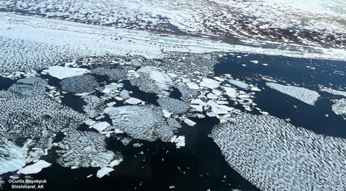 Sea ice and weather conditions in Shishmaref - west, five mile launch, view 2. Photo courtesy of Curtis Nayokpuk.