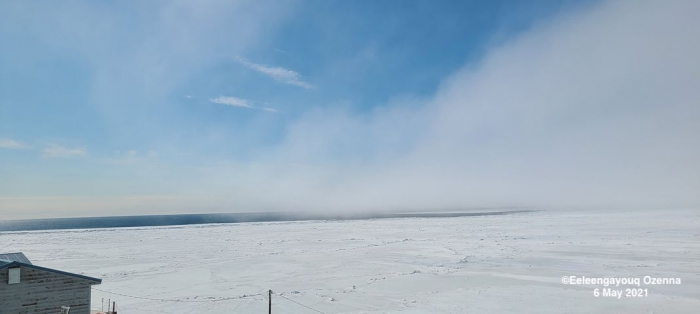 Sea ice and weather coniditions at Diomede - view 1.