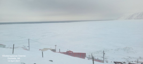Sea ice and weather coniditions at Diomede - view 1.