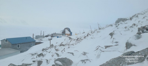 Sea ice and weather coniditions at Diomede - view 2.