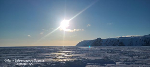 Sea ice and weather conditions in Diomede.