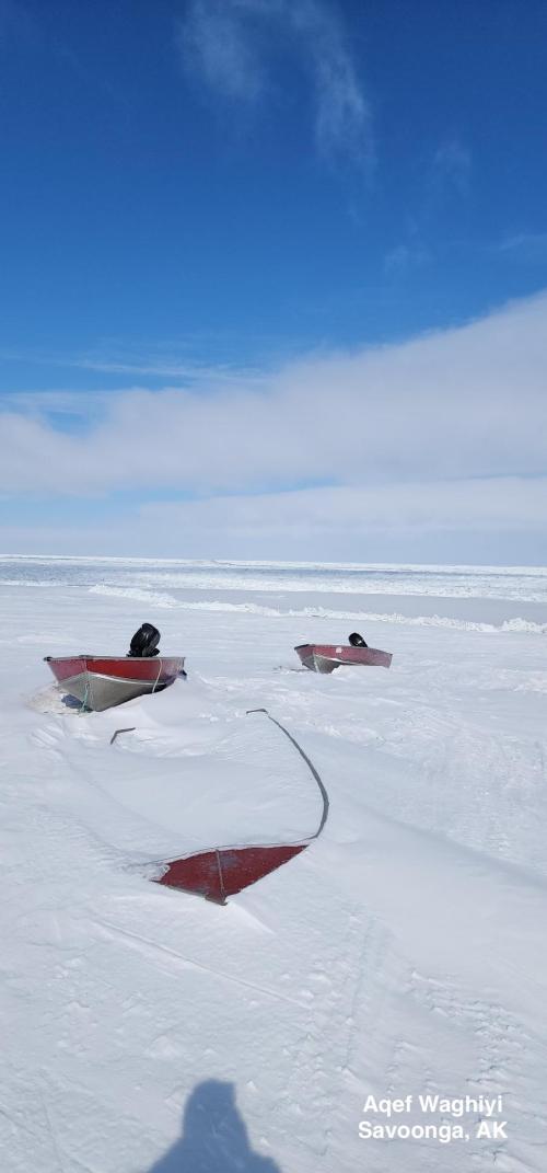 Weather and sea ice conditions in Savoonga - view 2. Photo courtesy of Aqef Waghiyi.