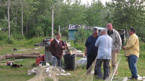 Emmonak residents at summer fish camp.