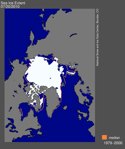 Figure 4. Sea ice extent for 20 July 2010