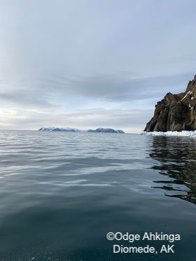 Weather and sea ice conditions near Diomede and Fairway Rock on 1 June 2023. Photos courtesy of Odge Ahkinga.