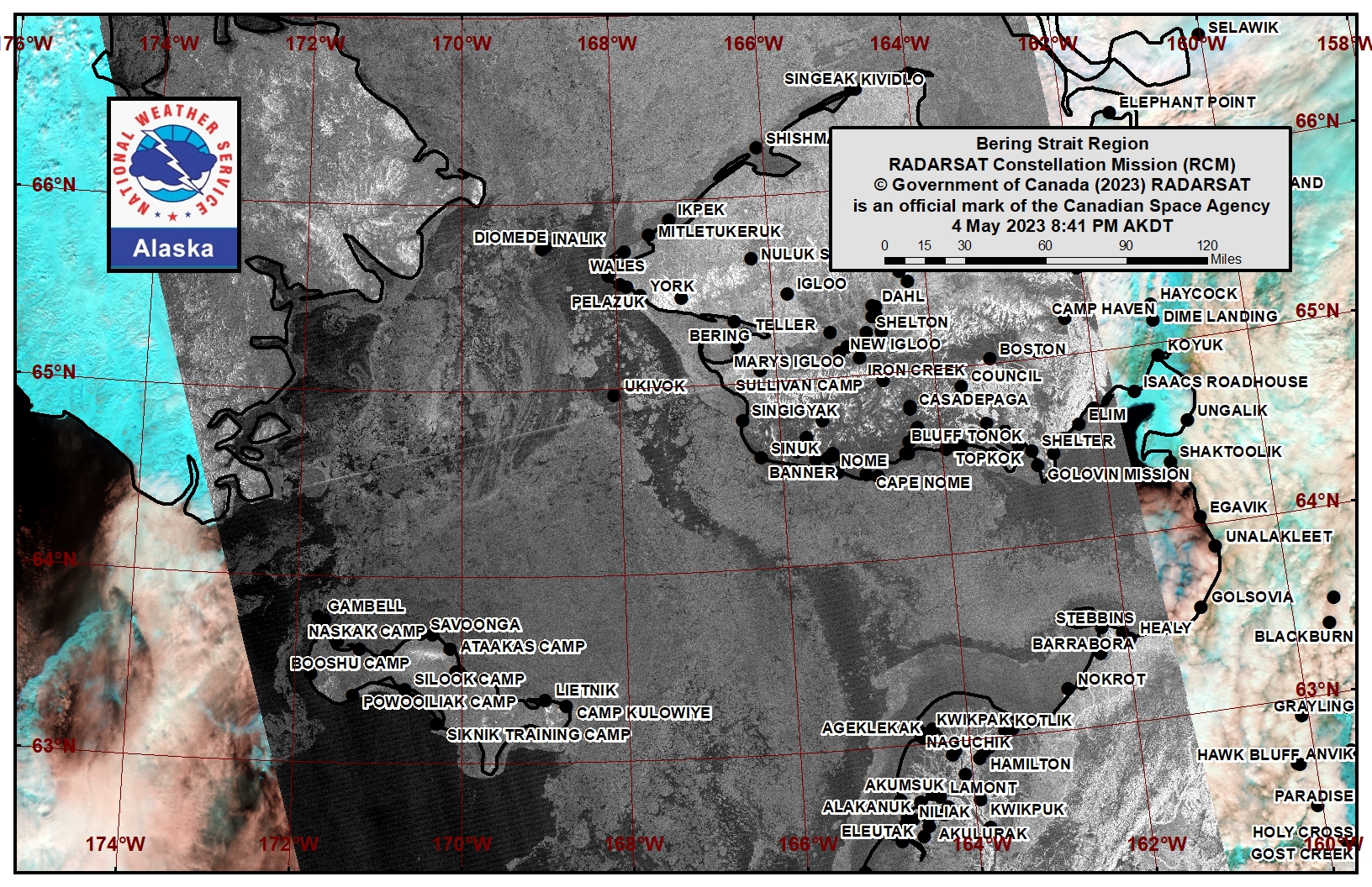 Bering Strait Area Satellite Image Bering Strait Area Satellite Image