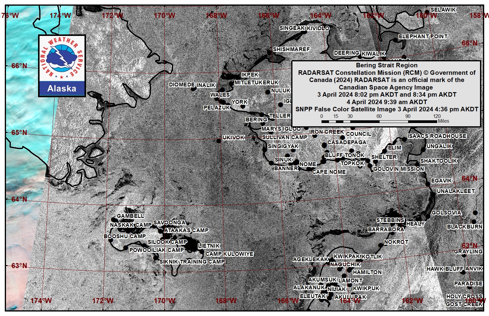 Bering Strait area satellite image. Bering Strait area satellite image.