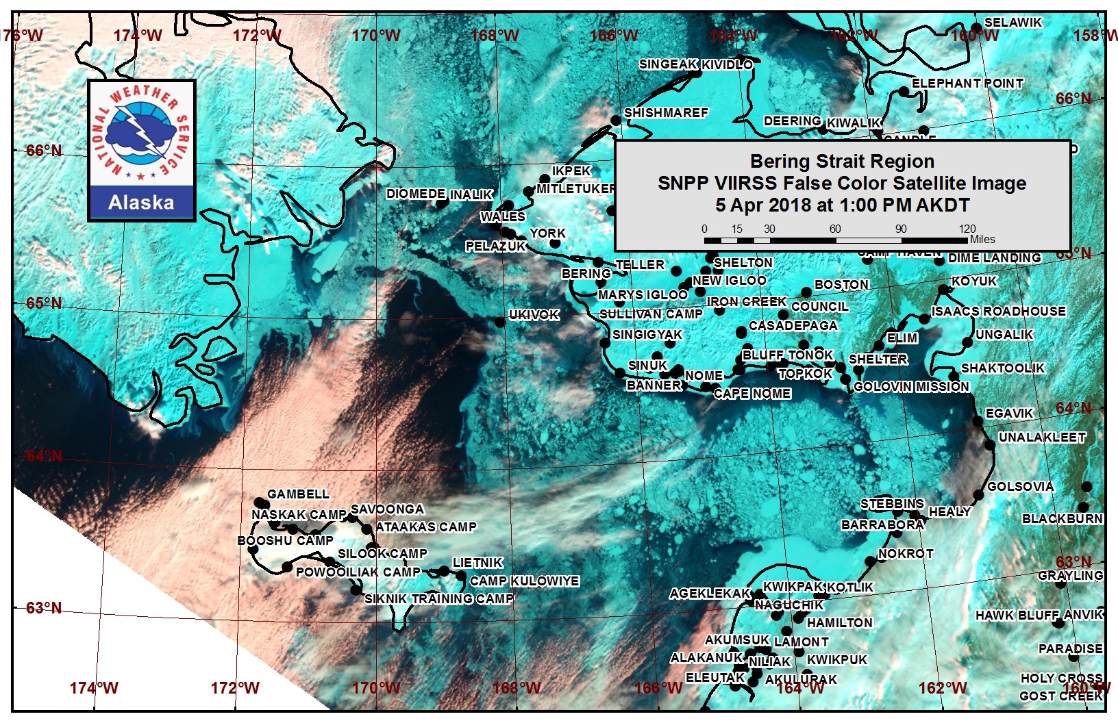Bering Strait satellite image