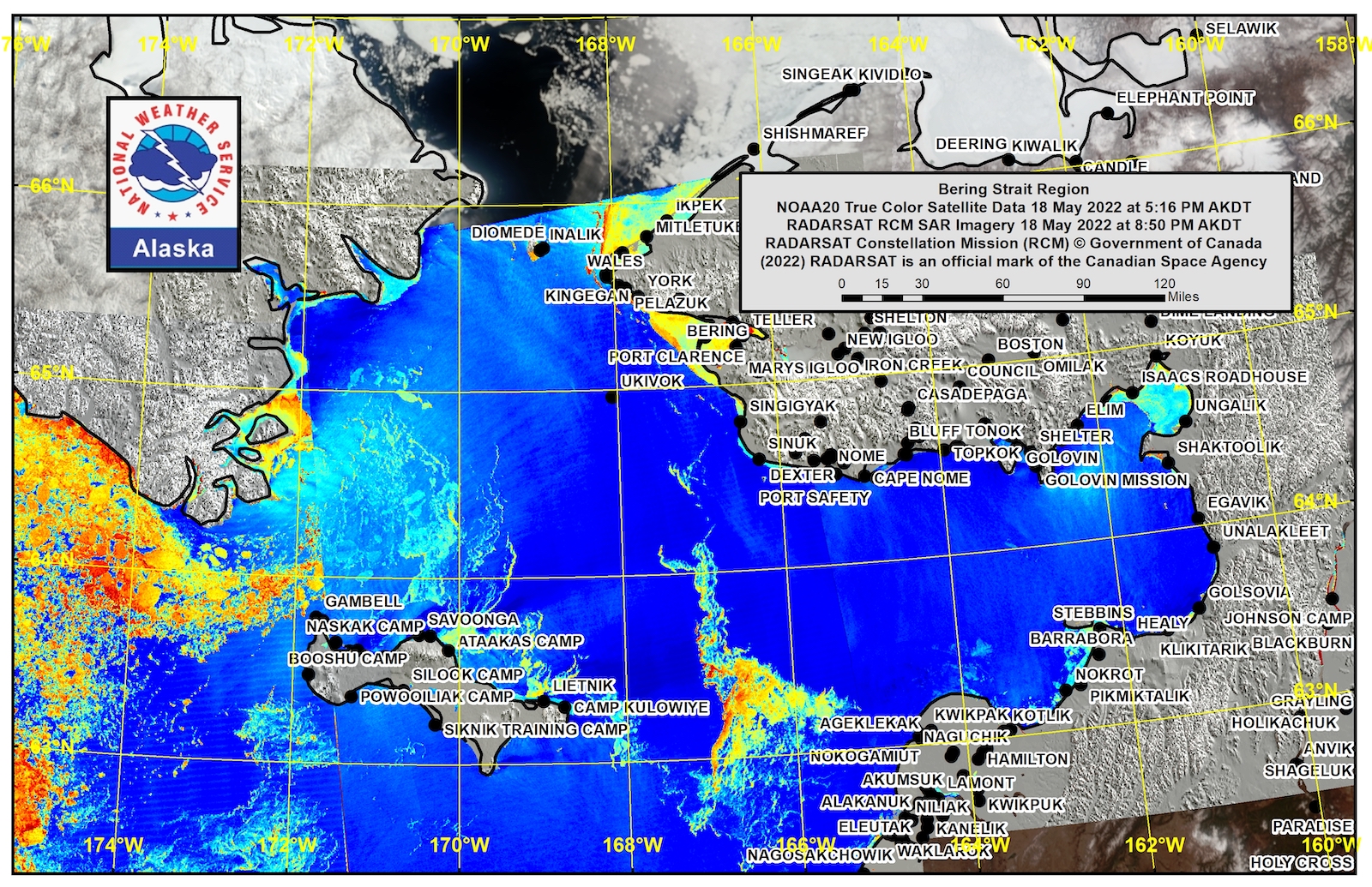 Bering Strait satellite image Bering Strait satellite image