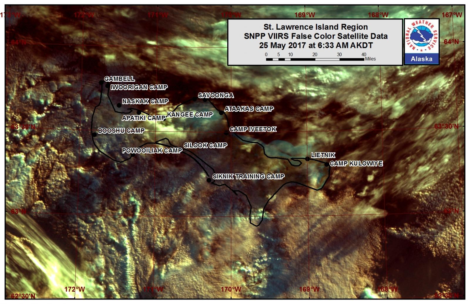 St. Lawrence Island region true color satellite image St. Lawrence Island