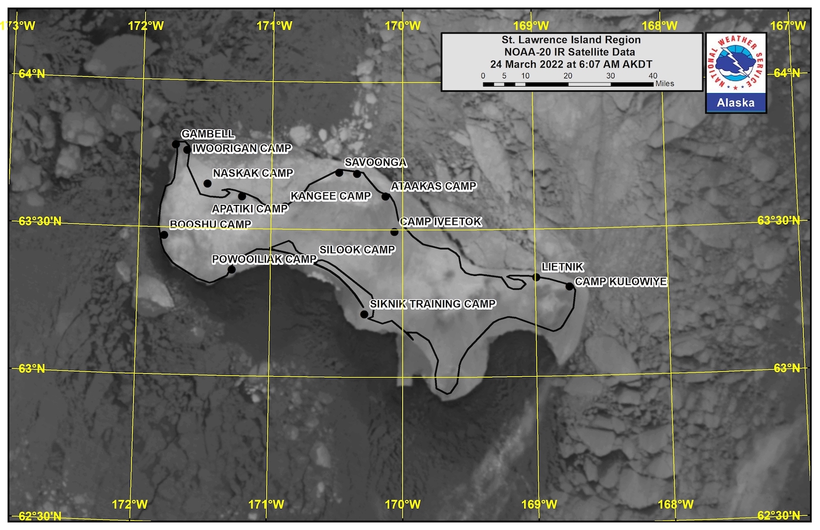 St. Lawrence Island satellite image St. Lawrence Island satellite image