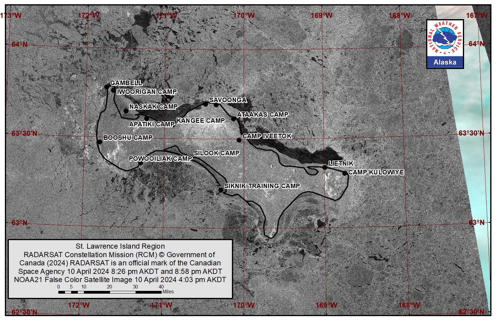 St. Lawrence Island area satellite image. St. Lawrence Island area satellite image.