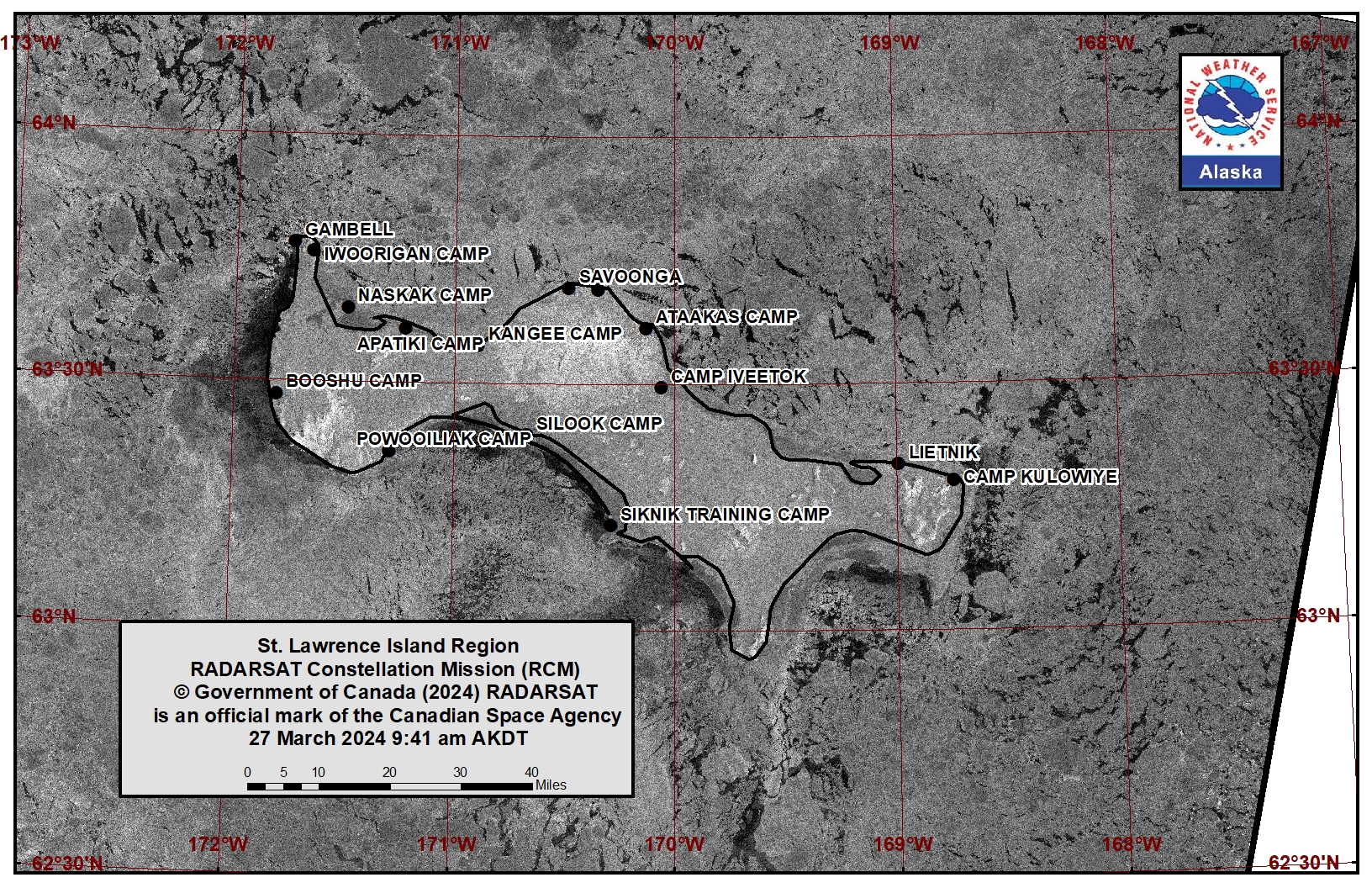 St. Lawrence Island area satellite image. St. Lawrence Island area satellite image.