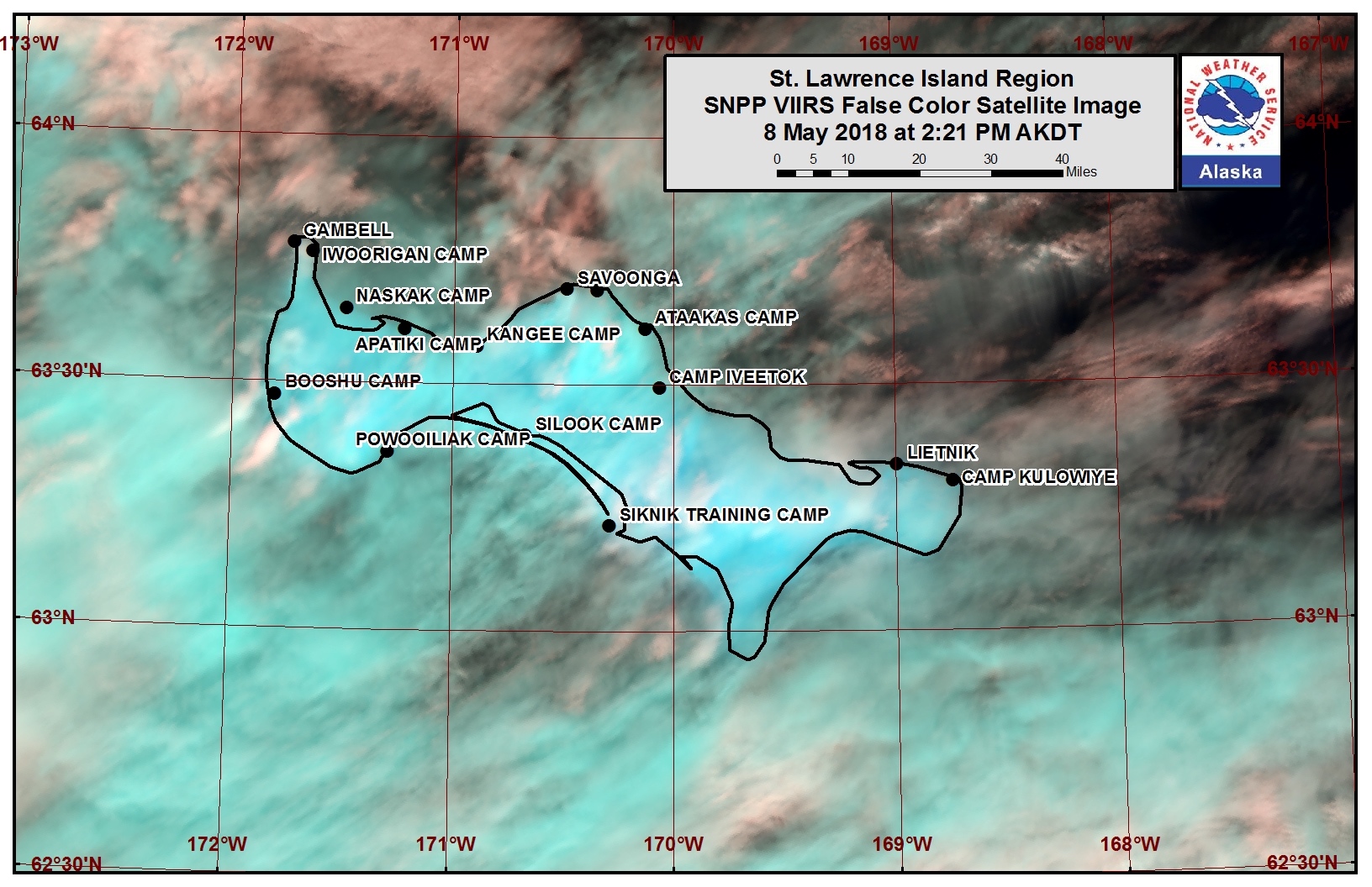 St. Lawrence Island satellite image St. Lawrence Island
