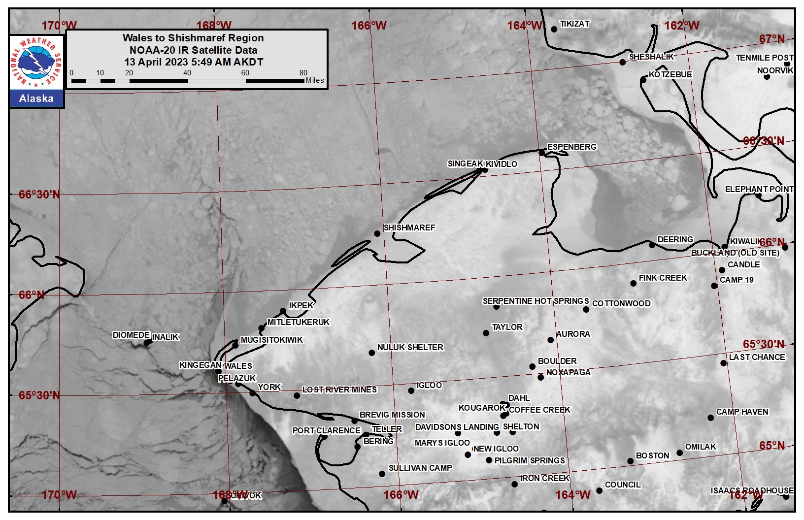 Wales to Shishmaref Area Satellite Image Wales to Shishmaref Area Satellite Image