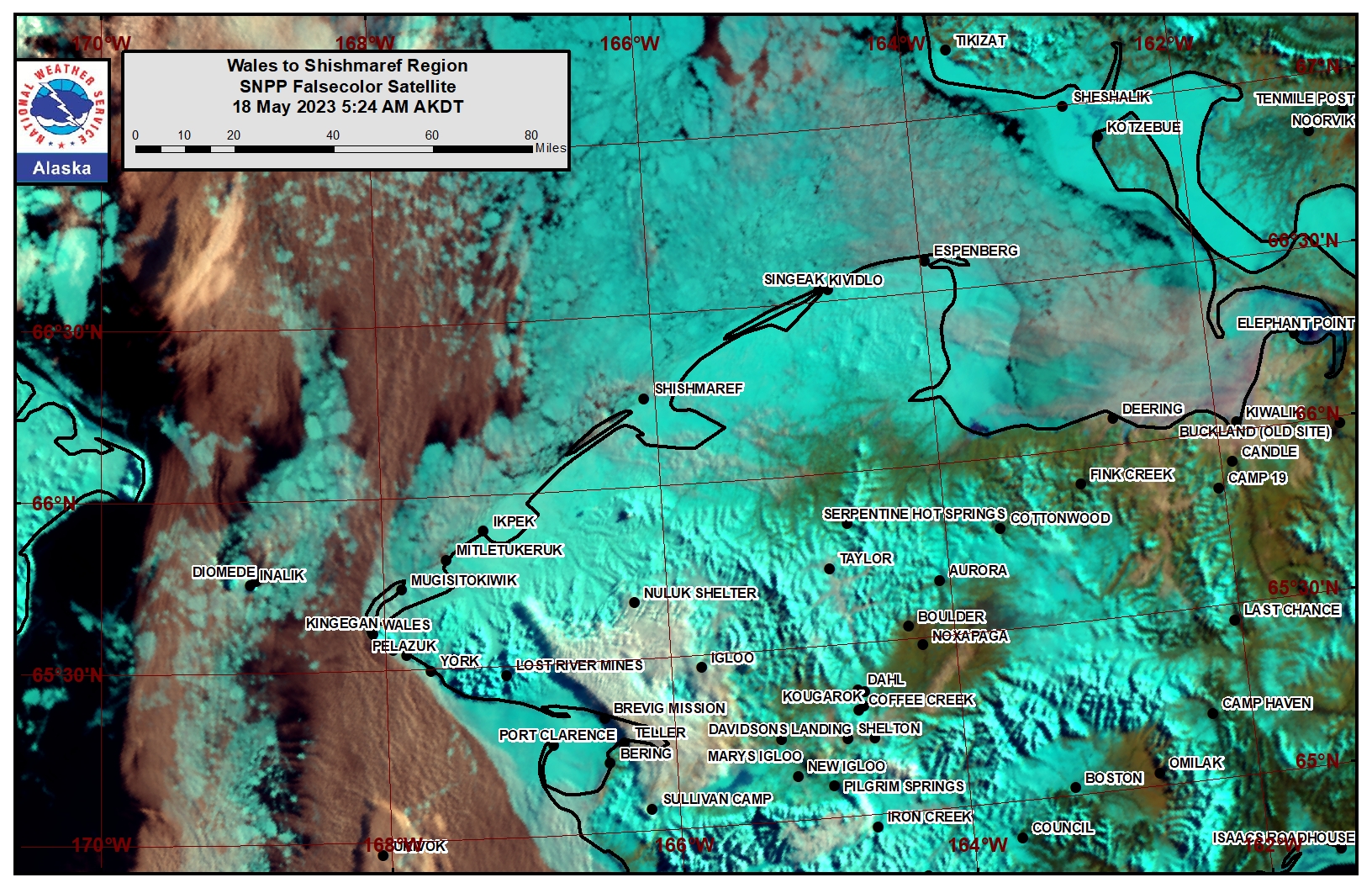 Wales to Shishmaref Area Satellite Image Wales to Shishmaref Area Satellite Image