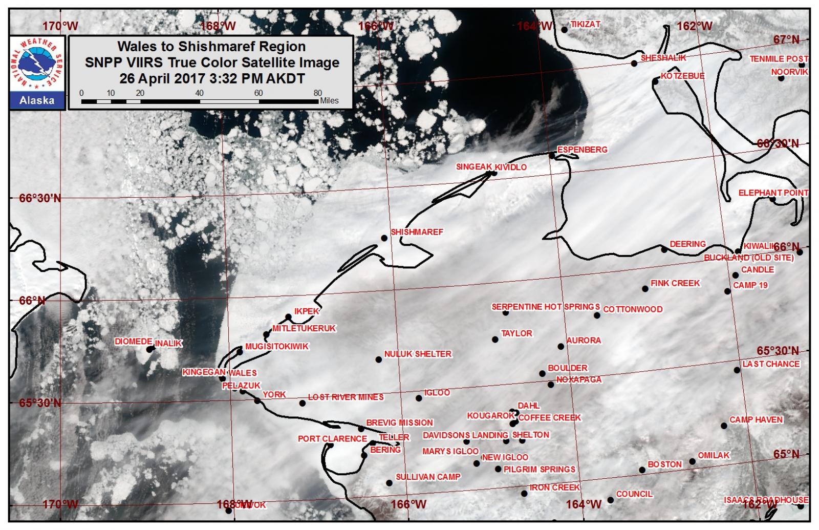 Wales to Shishmaref satellite image Wales to Shishmaref