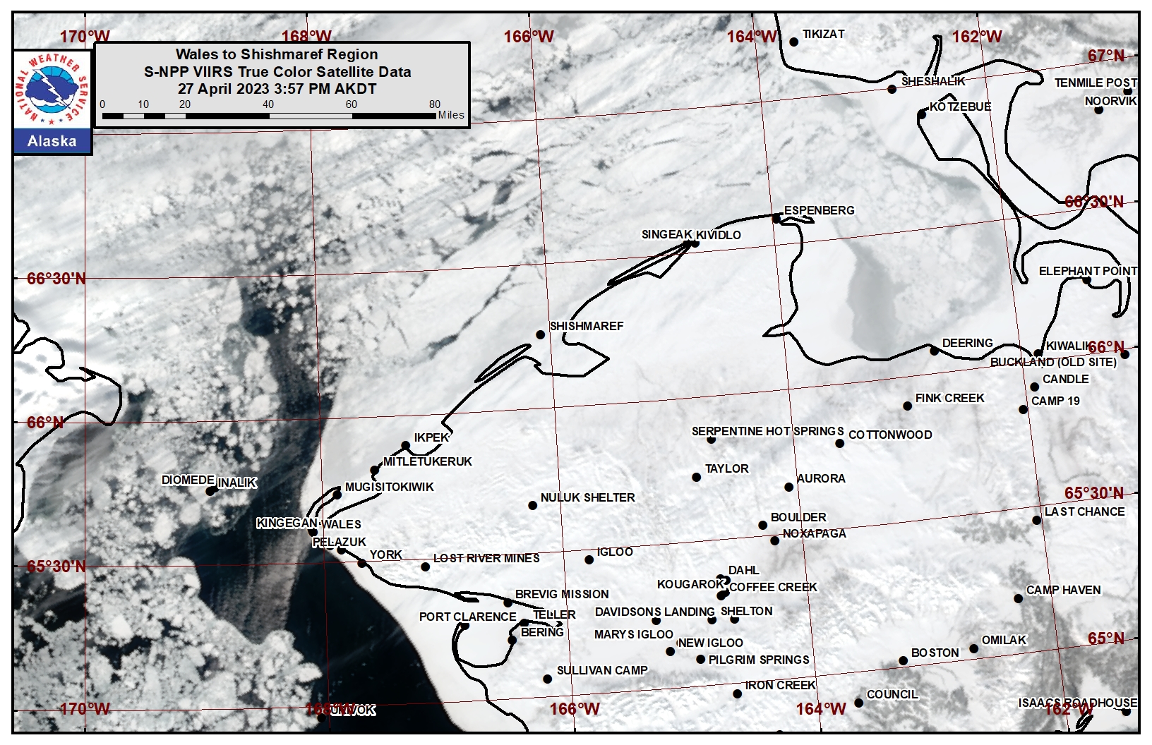 Wales to Shishmaref Area Satellite Image Wales to Shishmaref Area Satellite Image
